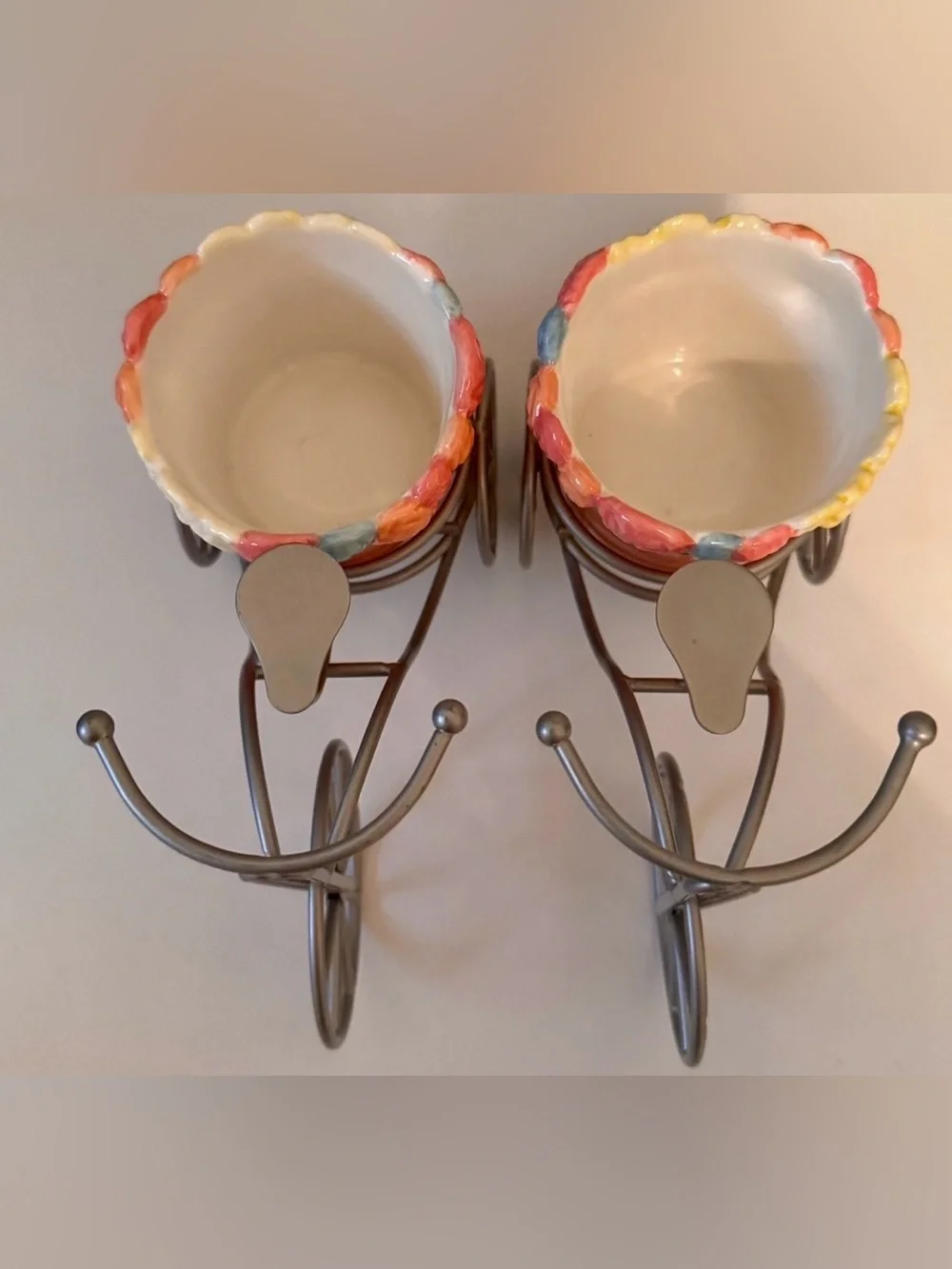 Pink Floral Ceramic Candle Holder in Bicycle Holder - Set of 2 Yankee Candle